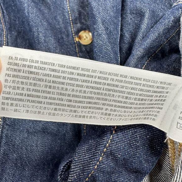 Abercrombie & Fitch Denim Vest Womens Large Blue Dark Wash Button Tie Back New - Picture 7 of 11